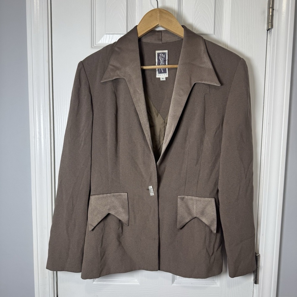 Vintage 90s Zelda Women's Brown Blazer Jacket Fitted‎ Size 8
